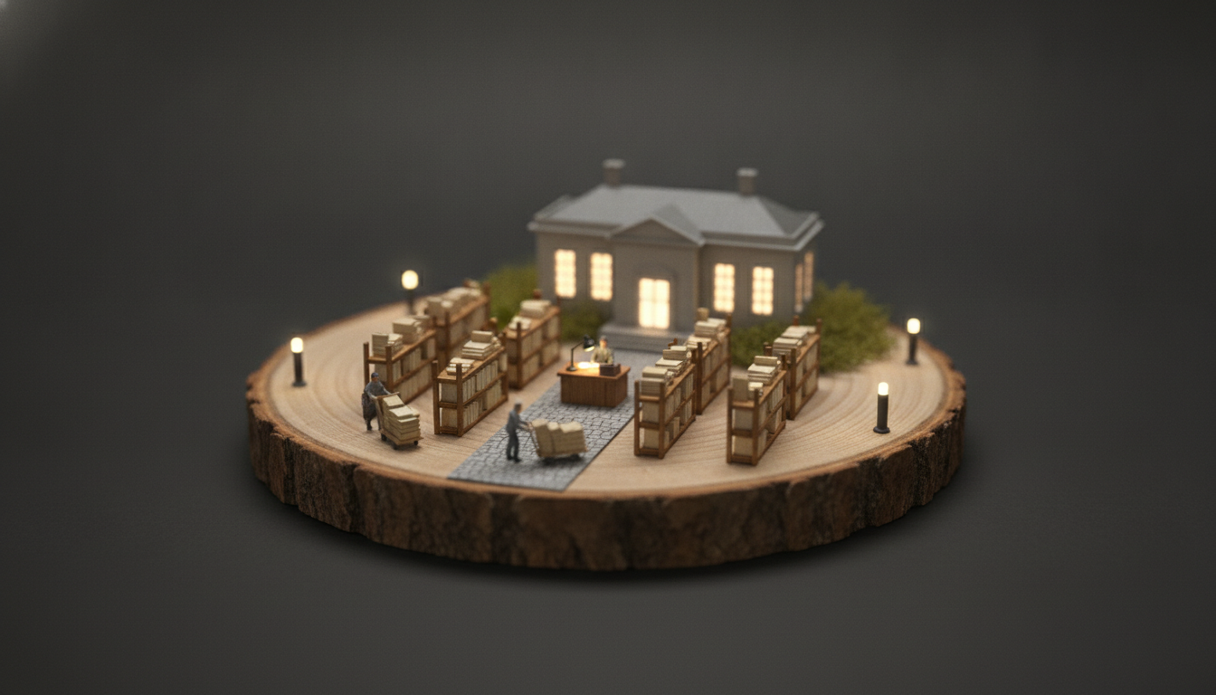 Illustration: two sets of documents and records converging into a single public register