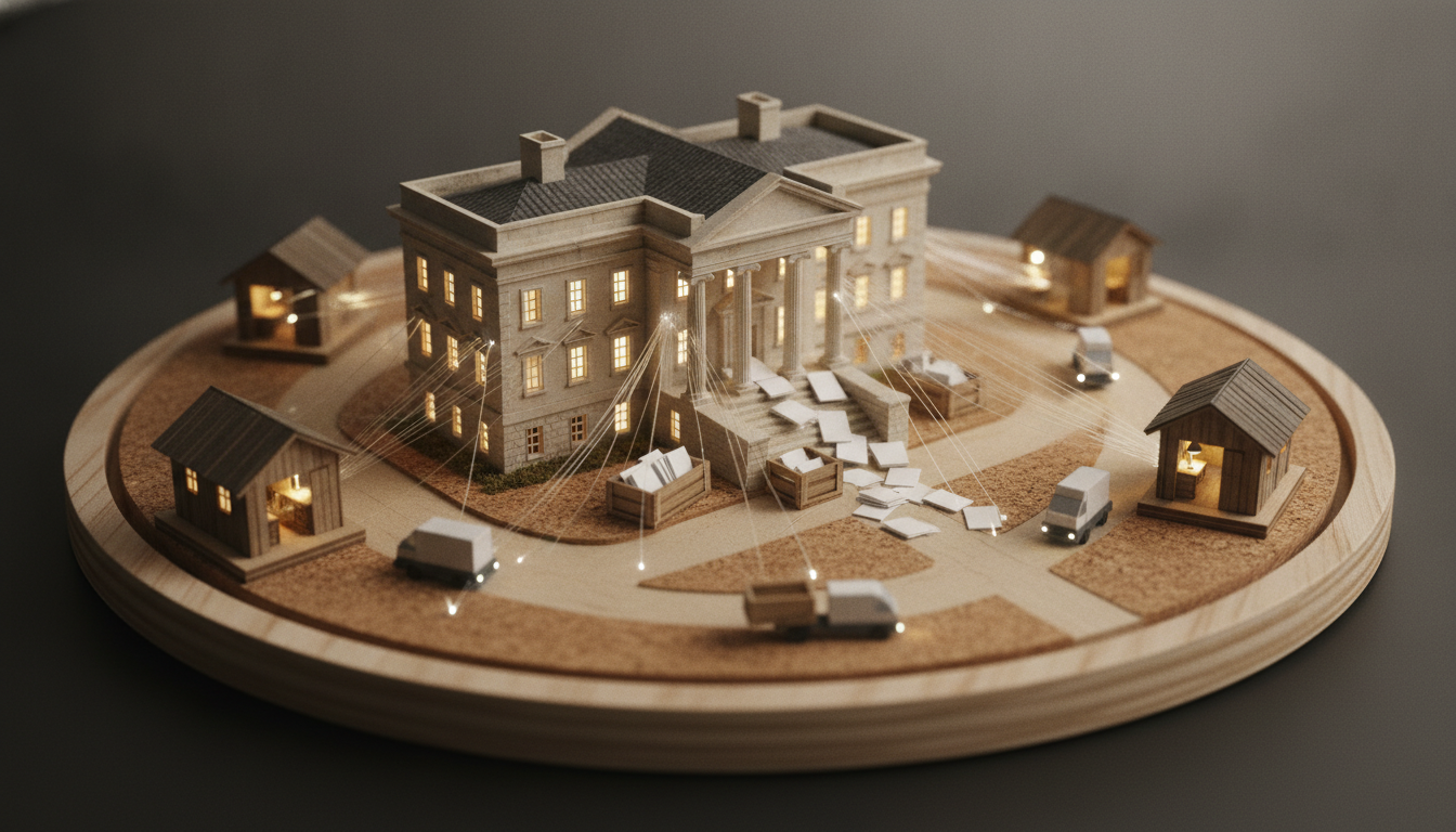 Illustration: government datasets flowing outward to the public who find, download and reuse them