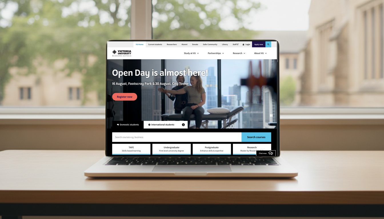The Victoria University homepage