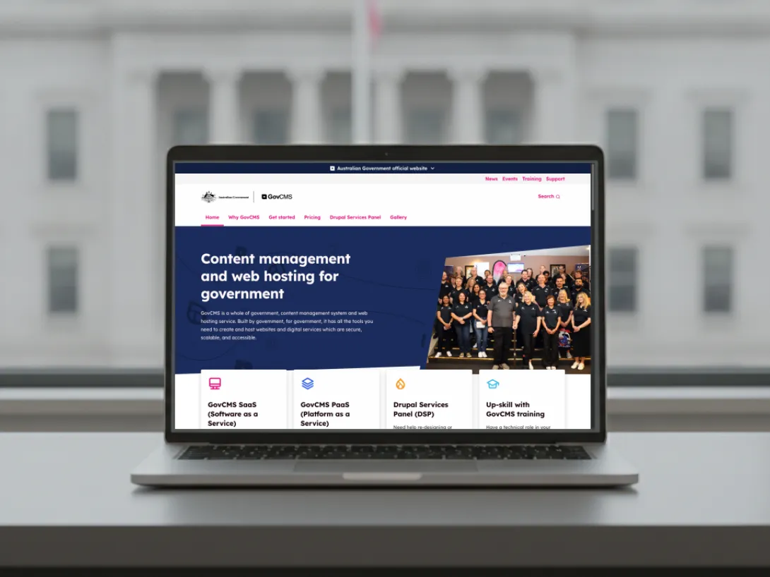 The GovCMS platform homepage at govcms.gov.au