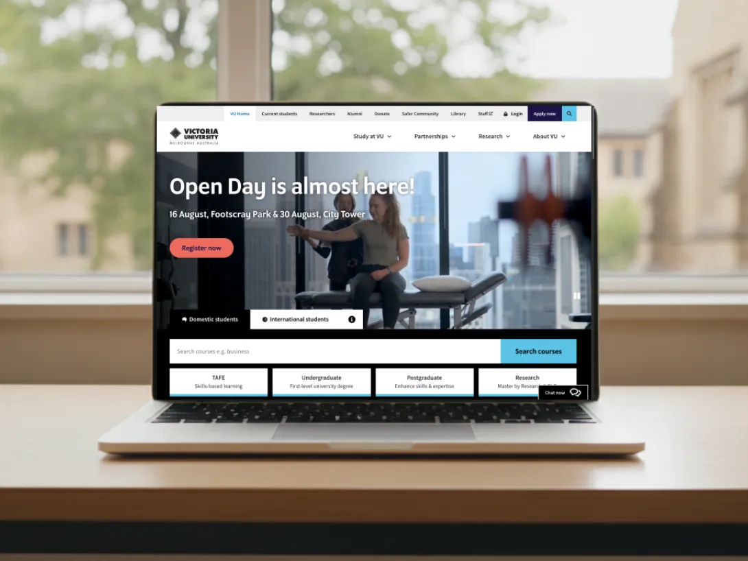 The Victoria University homepage