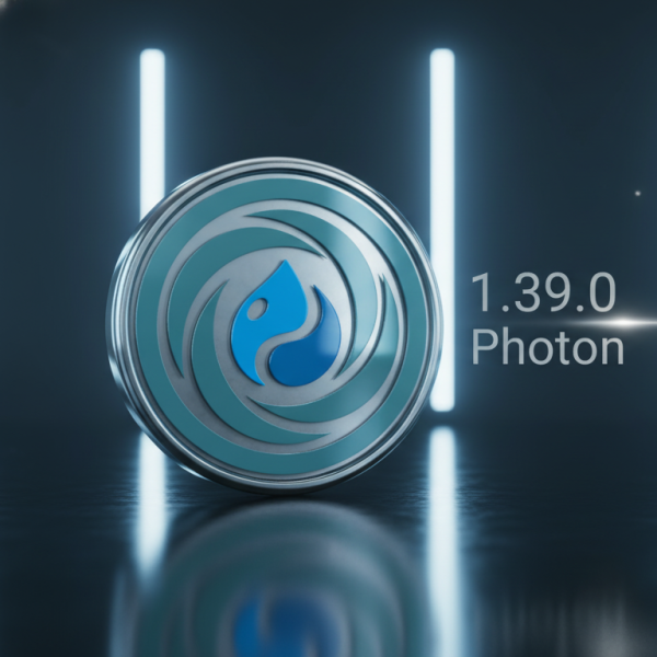 Circular logo with a blue flame icon on a dark background with vertical neon lights.