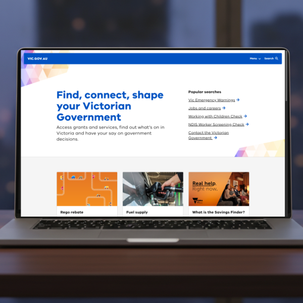 The vic.gov.au homepage
