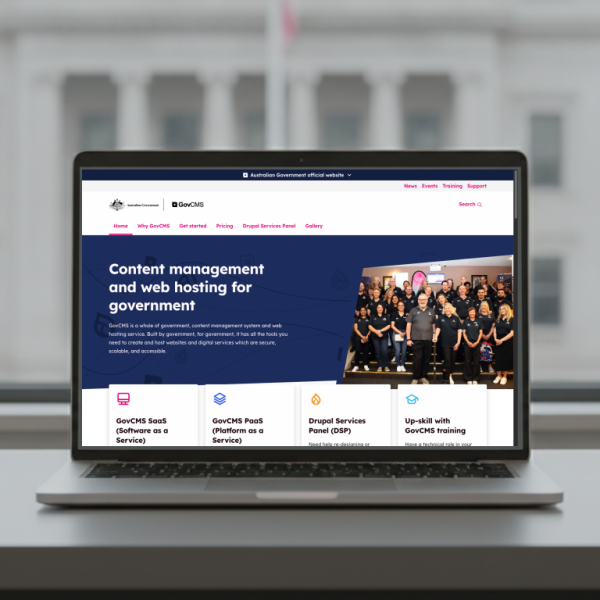 The GovCMS platform homepage at govcms.gov.au