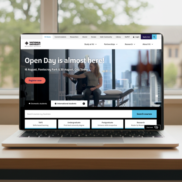 The Victoria University homepage